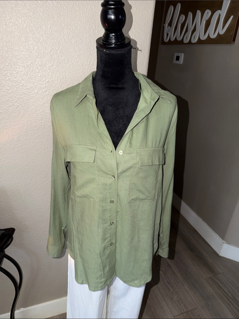 Love Tree Olive Green Button Down Shirt
